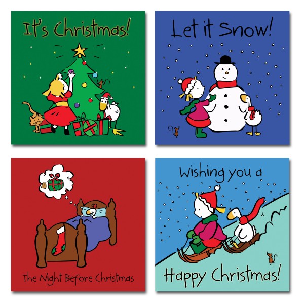 image of 4 Goose Christmas cards